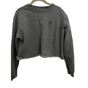 Fila Half Crop Gray Sweatshirt Women's Long Sleeve Crew Neck Size M Y2K‎